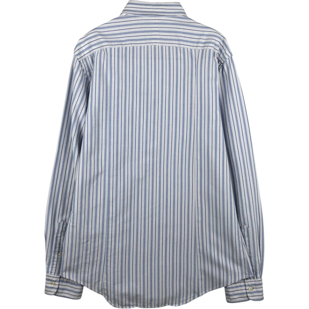Ralph Lauren POLO by Ralph Lauren CUSTOM FIT Multi-stripe Long-Sleeve Button-Down Stripe Shirt, Men's Size L (approx.) cotton navy blue type Vintage Second Hand