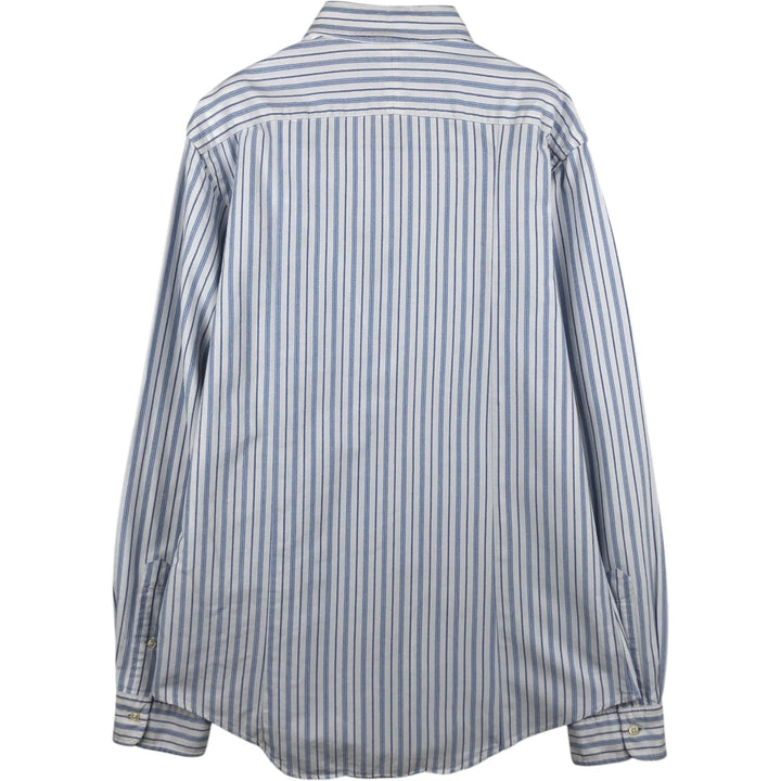 Ralph Lauren POLO by Ralph Lauren CUSTOM FIT Multi-stripe Long-Sleeve Button-Down Stripe Shirt, Men's Size L (approx.) cotton navy blue type Vintage Second Hand