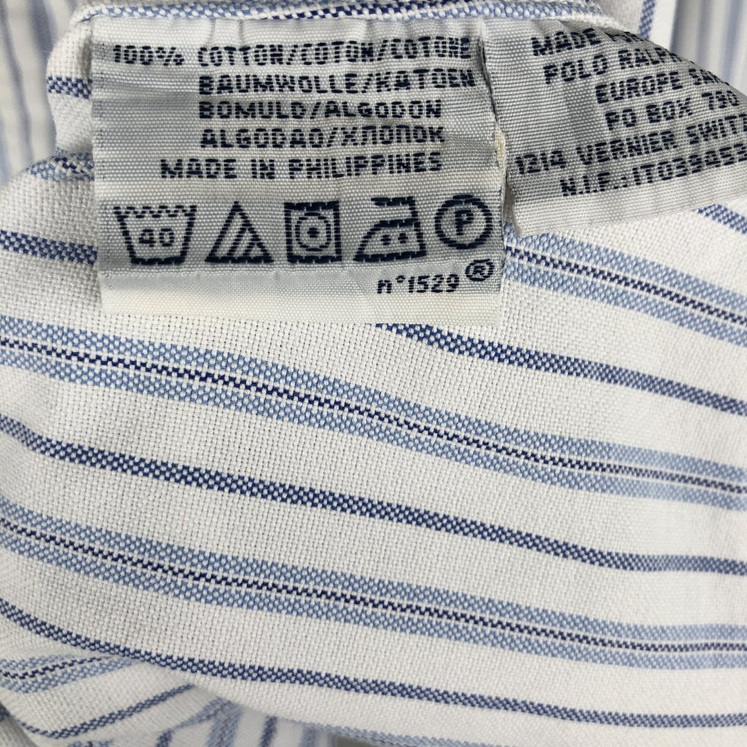 Ralph Lauren POLO by Ralph Lauren CUSTOM FIT Multi-stripe Long-Sleeve Button-Down Stripe Shirt, Men's Size L (approx.) cotton navy blue type Vintage Second Hand