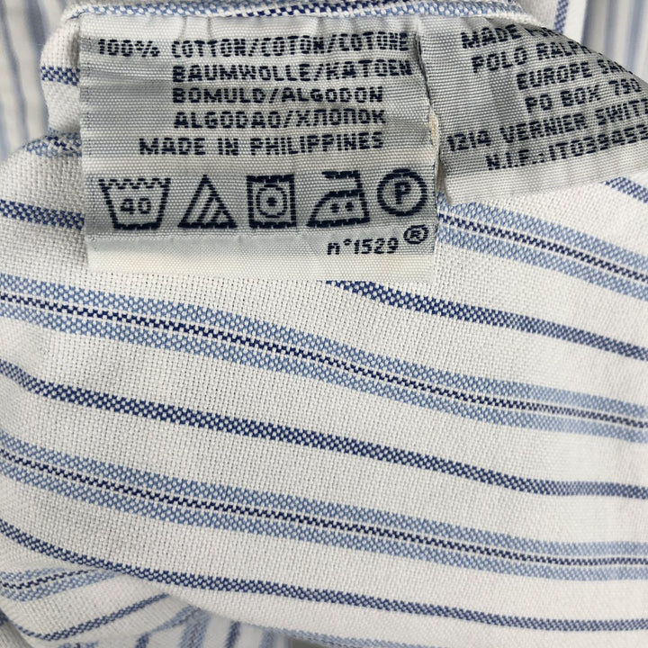 Ralph Lauren POLO by Ralph Lauren CUSTOM FIT Multi-stripe Long-Sleeve Button-Down Stripe Shirt, Men's Size L (approx.) cotton navy blue type Vintage Second Hand