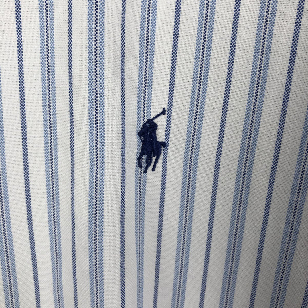 Ralph Lauren POLO by Ralph Lauren CUSTOM FIT Multi-stripe Long-Sleeve Button-Down Stripe Shirt, Men's Size L (approx.) cotton navy blue type Vintage Second Hand