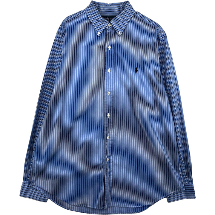 Ralph Lauren Classic Fit Long Sleeve Button Down Striped Shirt, Men's Size L cotton blue type Vintage Second Hand
