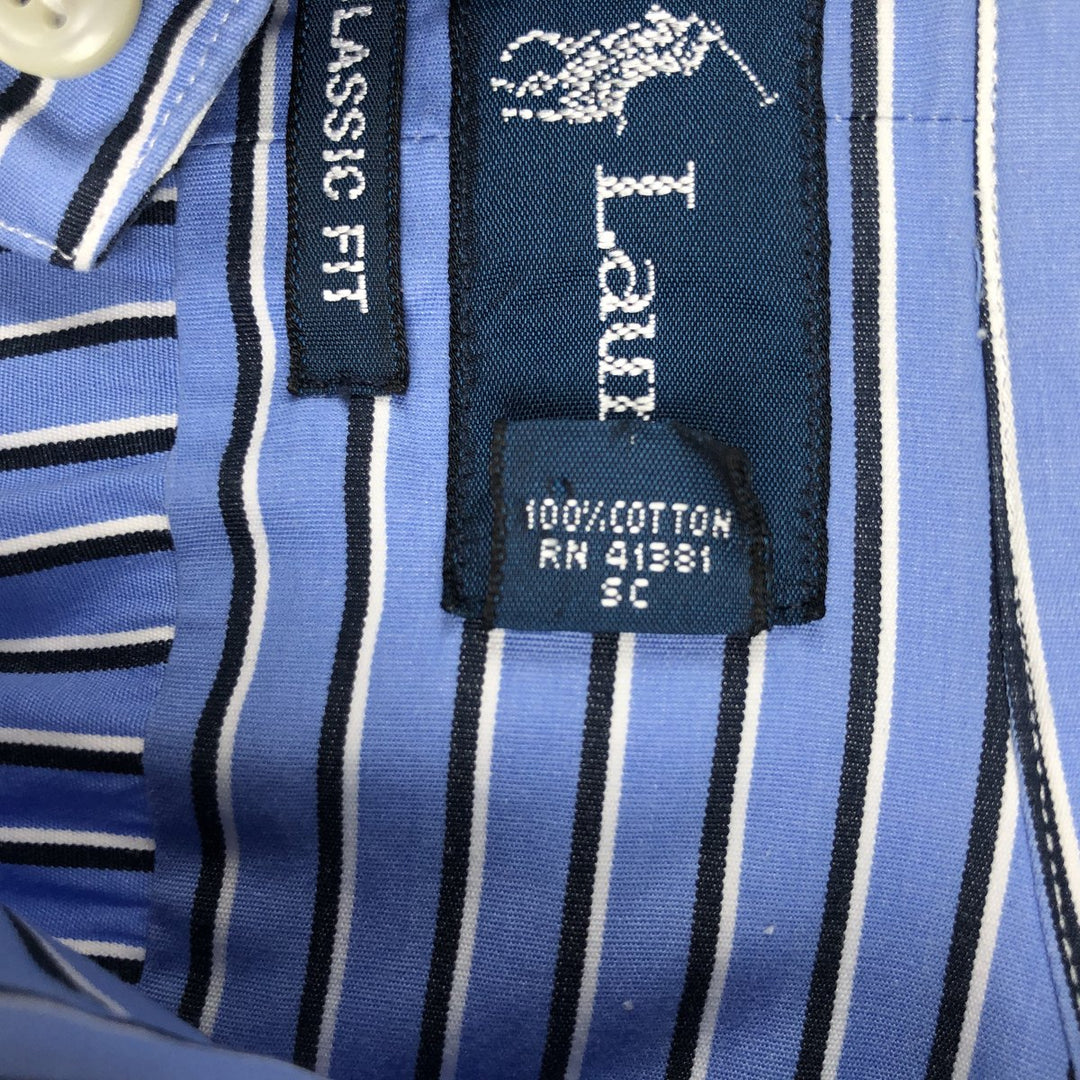 Ralph Lauren Classic Fit Long Sleeve Button Down Striped Shirt, Men's Size L cotton blue type Vintage Second Hand