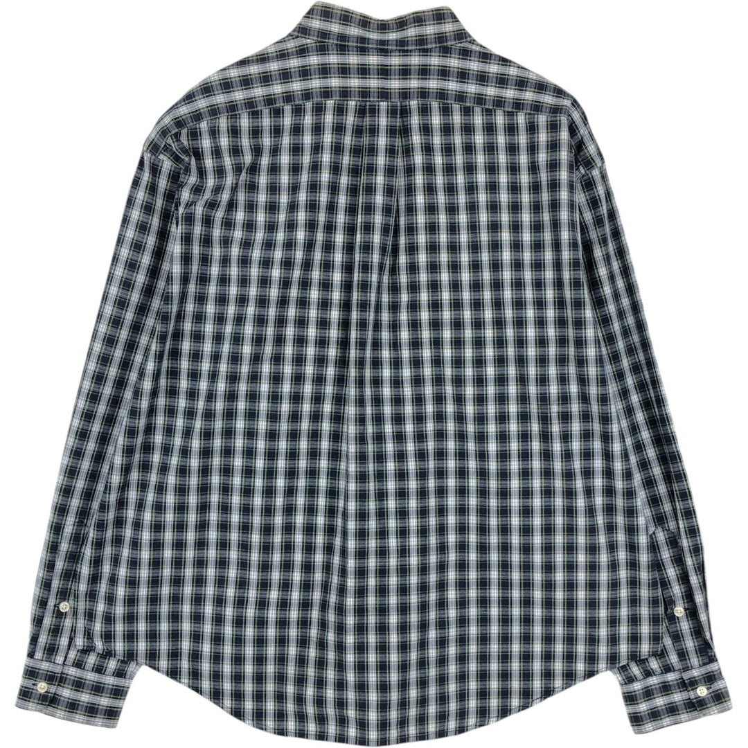 Ralph Lauren POLO by Ralph Lauren BLAKE long-sleeved button-down check shirt, men's size XL cotton navy blue type Vintage Second Hand