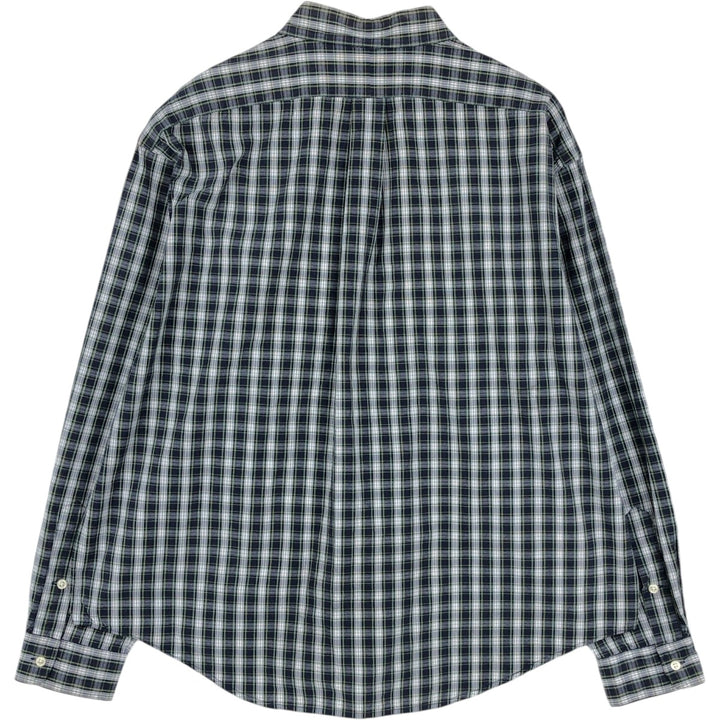 Ralph Lauren POLO by Ralph Lauren BLAKE long-sleeved button-down check shirt, men's size XL cotton navy blue type Vintage Second Hand
