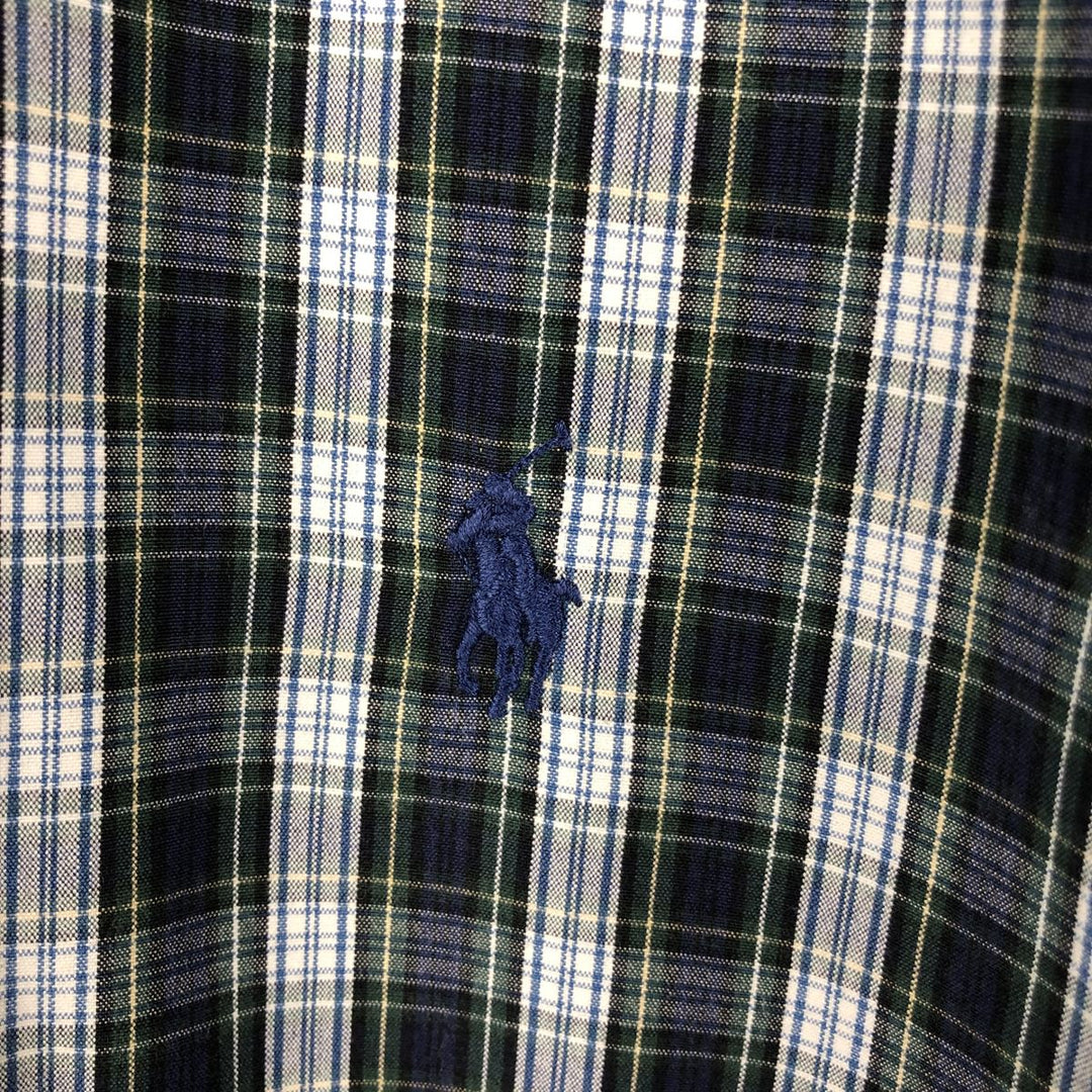 Ralph Lauren POLO by Ralph Lauren BLAKE long-sleeved button-down check shirt, men's size XL cotton navy blue type Vintage Second Hand