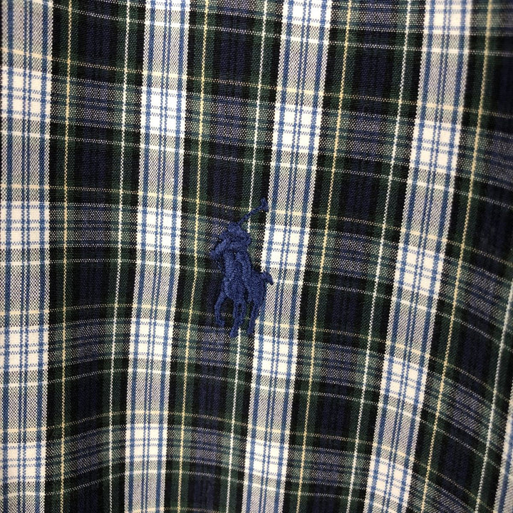 Ralph Lauren POLO by Ralph Lauren BLAKE long-sleeved button-down check shirt, men's size XL cotton navy blue type Vintage Second Hand