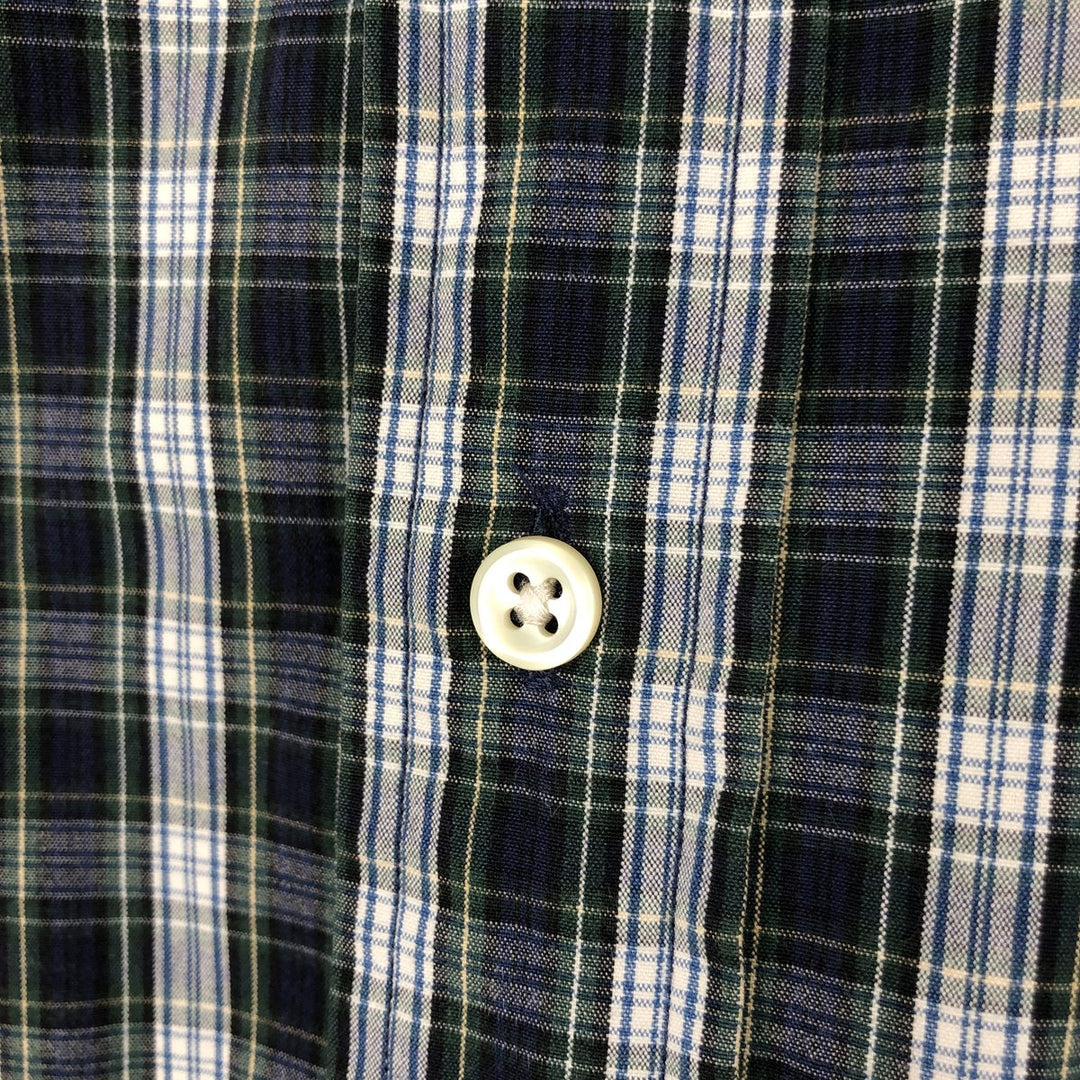 Ralph Lauren POLO by Ralph Lauren BLAKE long-sleeved button-down check shirt, men's size XL cotton navy blue type Vintage Second Hand