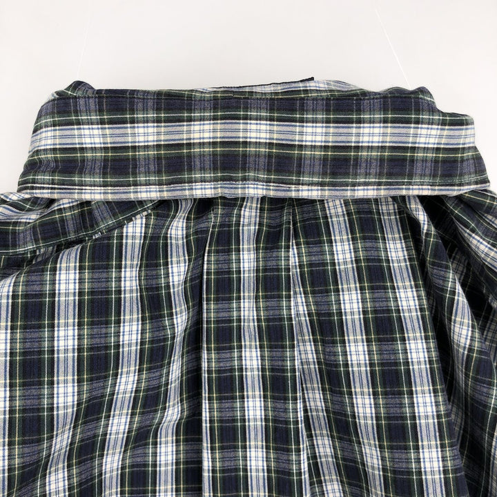 Ralph Lauren POLO by Ralph Lauren BLAKE long-sleeved button-down check shirt, men's size XL cotton navy blue type Vintage Second Hand