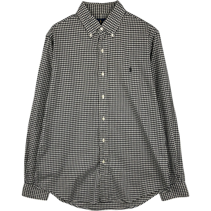 Ralph Lauren Classic Fit Gingham Check Long Sleeve Button Down Check Shirt Men's M unclear white type Vintage Second Hand
