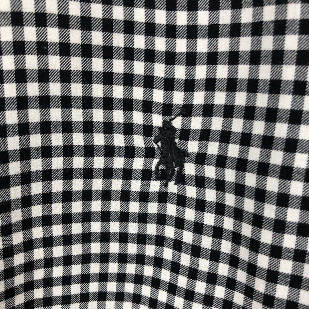 Ralph Lauren Classic Fit Gingham Check Long Sleeve Button Down Check Shirt Men's M unclear white type Vintage Second Hand