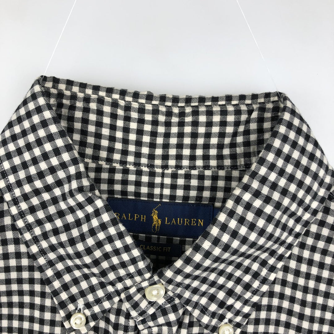 Ralph Lauren Classic Fit Gingham Check Long Sleeve Button Down Check Shirt Men's M unclear white type Vintage Second Hand