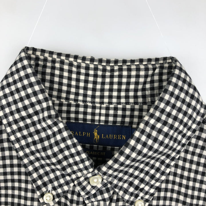 Ralph Lauren Classic Fit Gingham Check Long Sleeve Button Down Check Shirt Men's M unclear white type Vintage Second Hand