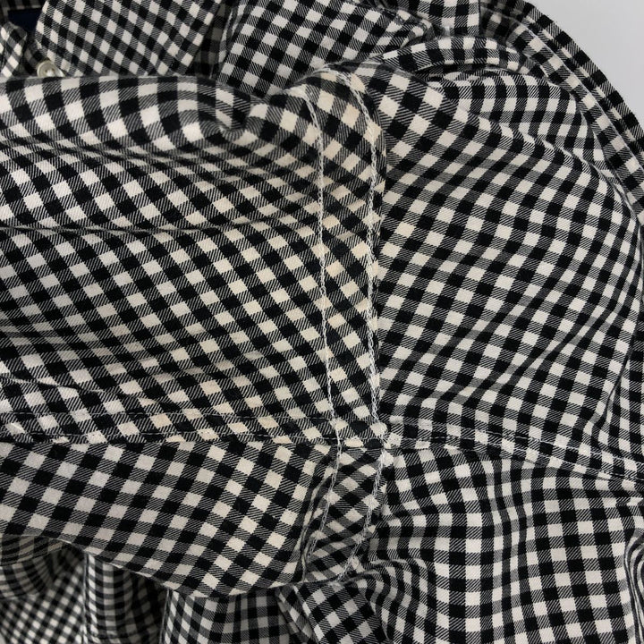 Ralph Lauren Classic Fit Gingham Check Long Sleeve Button Down Check Shirt Men's M unclear white type Vintage Second Hand