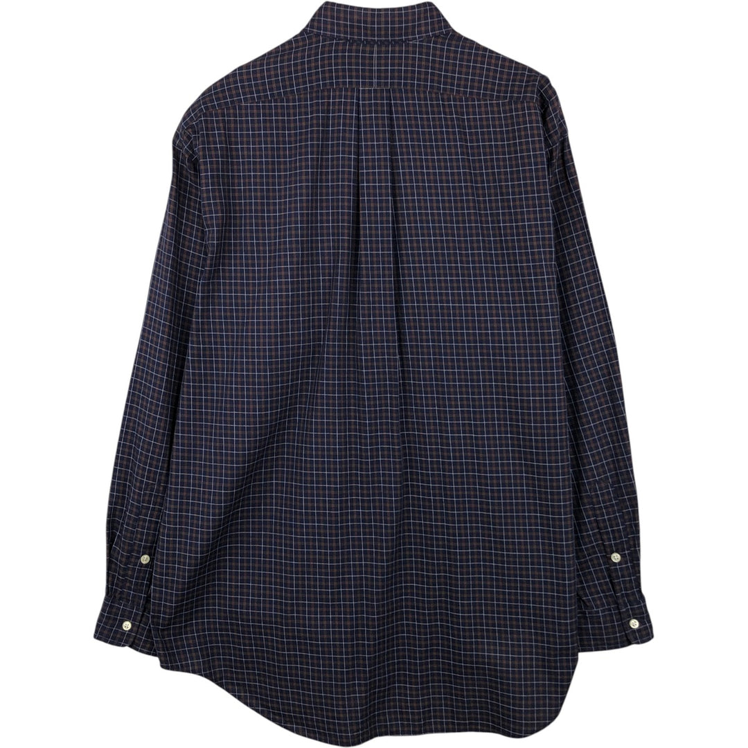 Ralph Lauren BLAKE long sleeve button down check shirt, men's size L cotton navy blue type Vintage Second Hand
