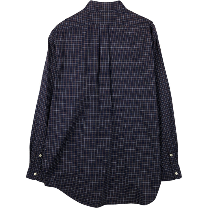 Ralph Lauren BLAKE long sleeve button down check shirt, men's size L cotton navy blue type Vintage Second Hand