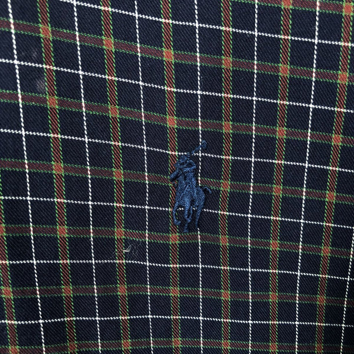 Ralph Lauren BLAKE long sleeve button down check shirt, men's size L cotton navy blue type Vintage Second Hand