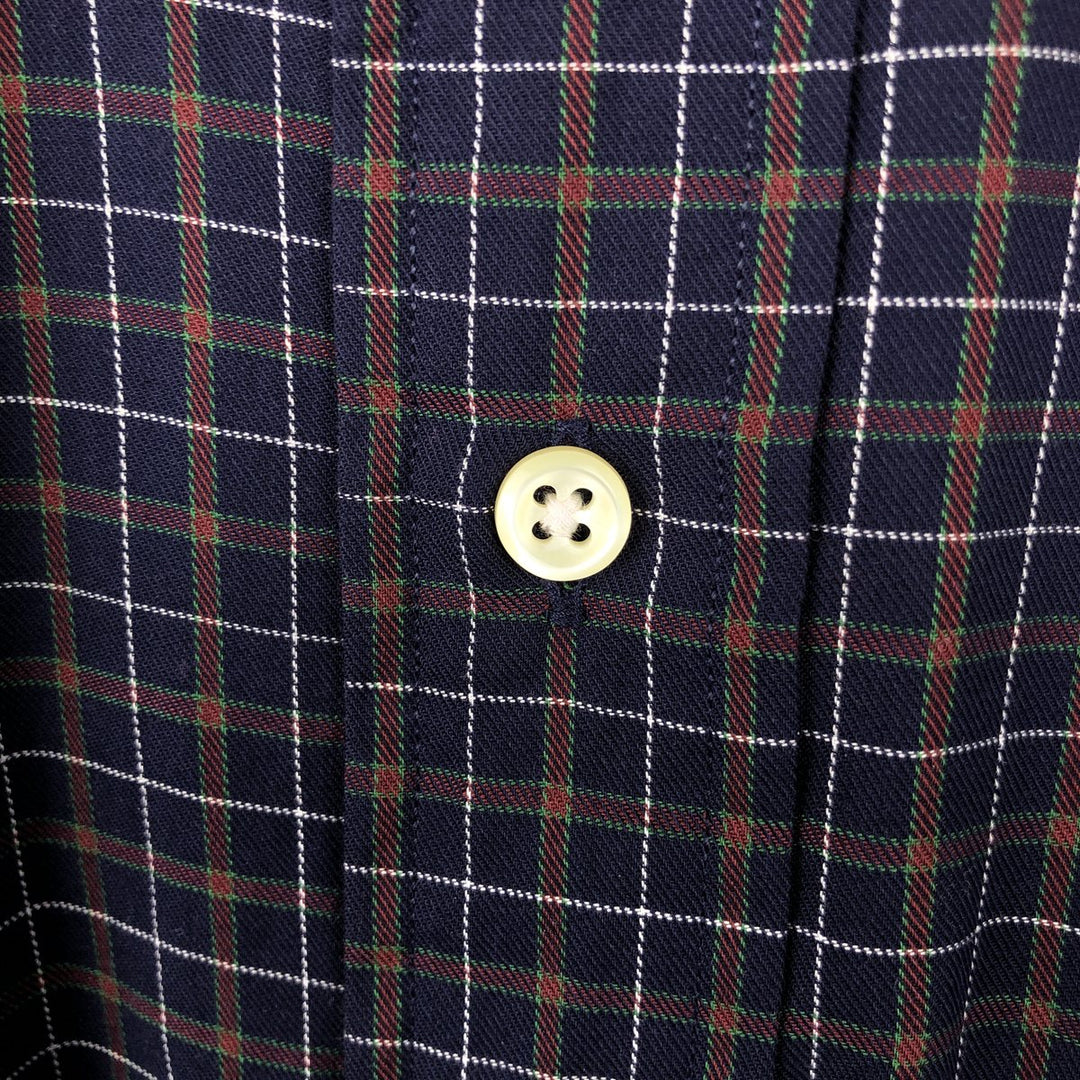 Ralph Lauren BLAKE long sleeve button down check shirt, men's size L cotton navy blue type Vintage Second Hand