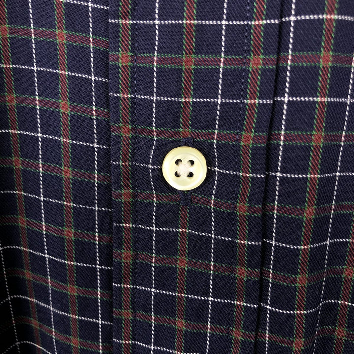 Ralph Lauren BLAKE long sleeve button down check shirt, men's size L cotton navy blue type Vintage Second Hand