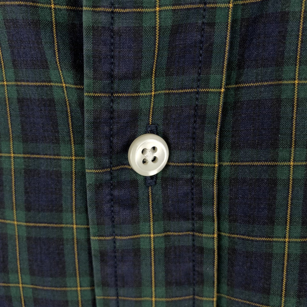 Ralph Lauren POLO by Ralph Lauren long-sleeved button-down check shirt, men's size M cotton navy blue type Vintage Second Hand