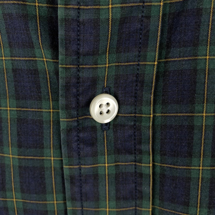 Ralph Lauren POLO by Ralph Lauren long-sleeved button-down check shirt, men's size M cotton navy blue type Vintage Second Hand
