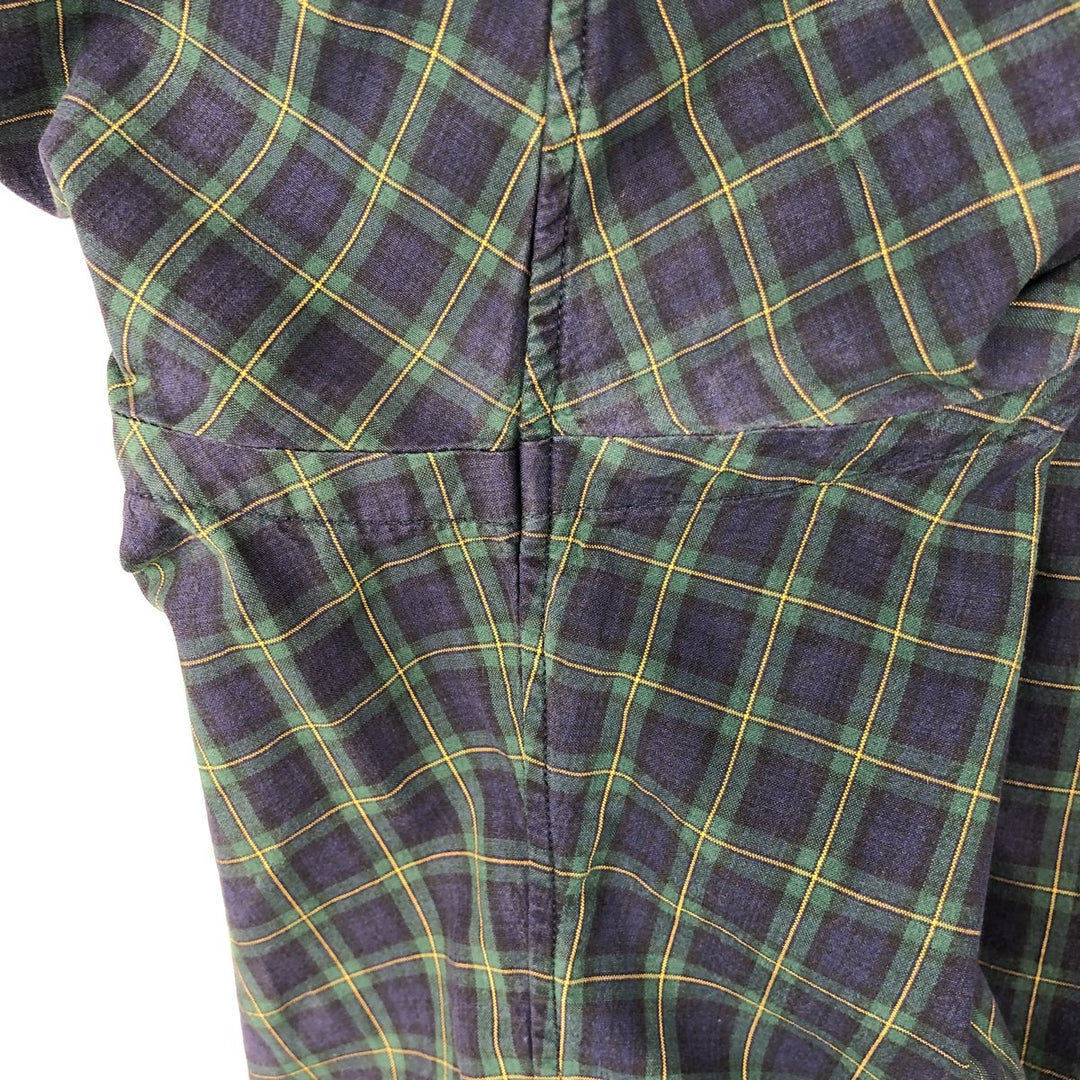 Ralph Lauren POLO by Ralph Lauren long-sleeved button-down check shirt, men's size M cotton navy blue type Vintage Second Hand