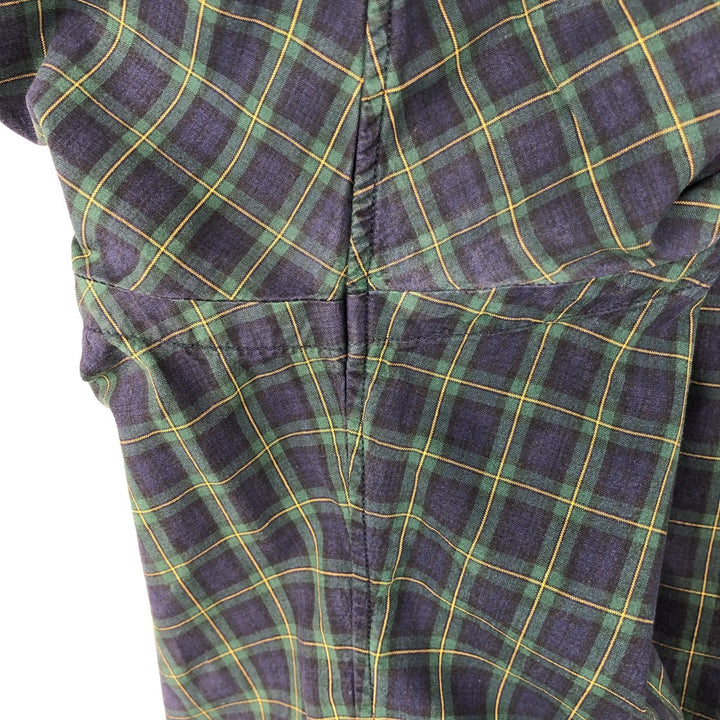 Ralph Lauren POLO by Ralph Lauren long-sleeved button-down check shirt, men's size M cotton navy blue type Vintage Second Hand