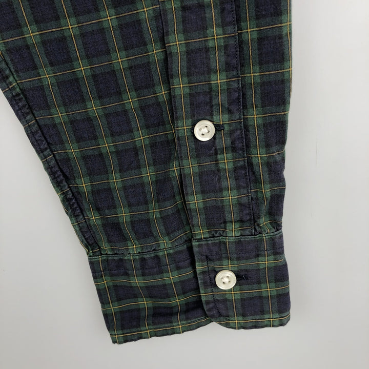 Ralph Lauren POLO by Ralph Lauren long-sleeved button-down check shirt, men's size M cotton navy blue type Vintage Second Hand