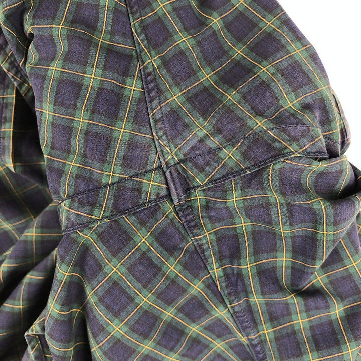 Ralph Lauren POLO by Ralph Lauren long-sleeved button-down check shirt, men's size M cotton navy blue type Vintage Second Hand