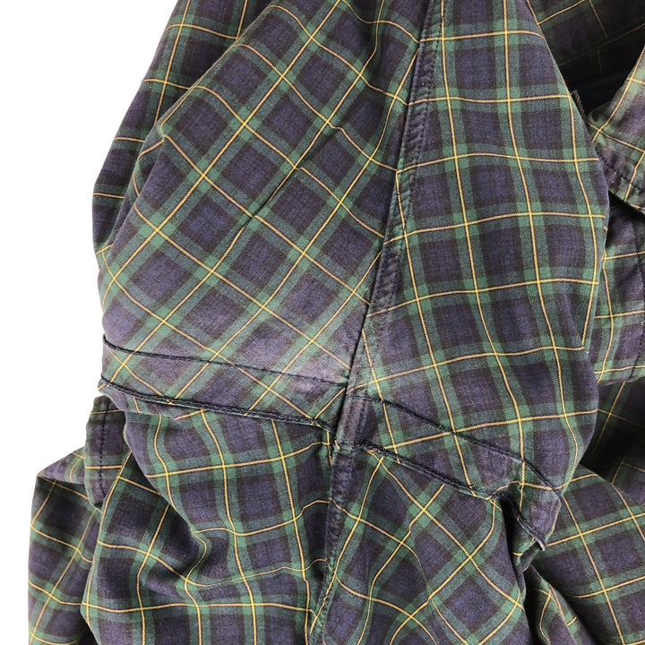 Ralph Lauren POLO by Ralph Lauren long-sleeved button-down check shirt, men's size M cotton navy blue type Vintage Second Hand