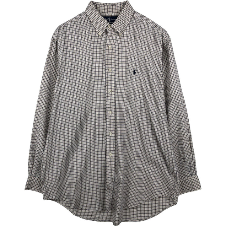 Ralph Lauren YARMOUTH Long Sleeve Button-Down Check Shirt, Men's Size L cotton white type Vintage Second Hand