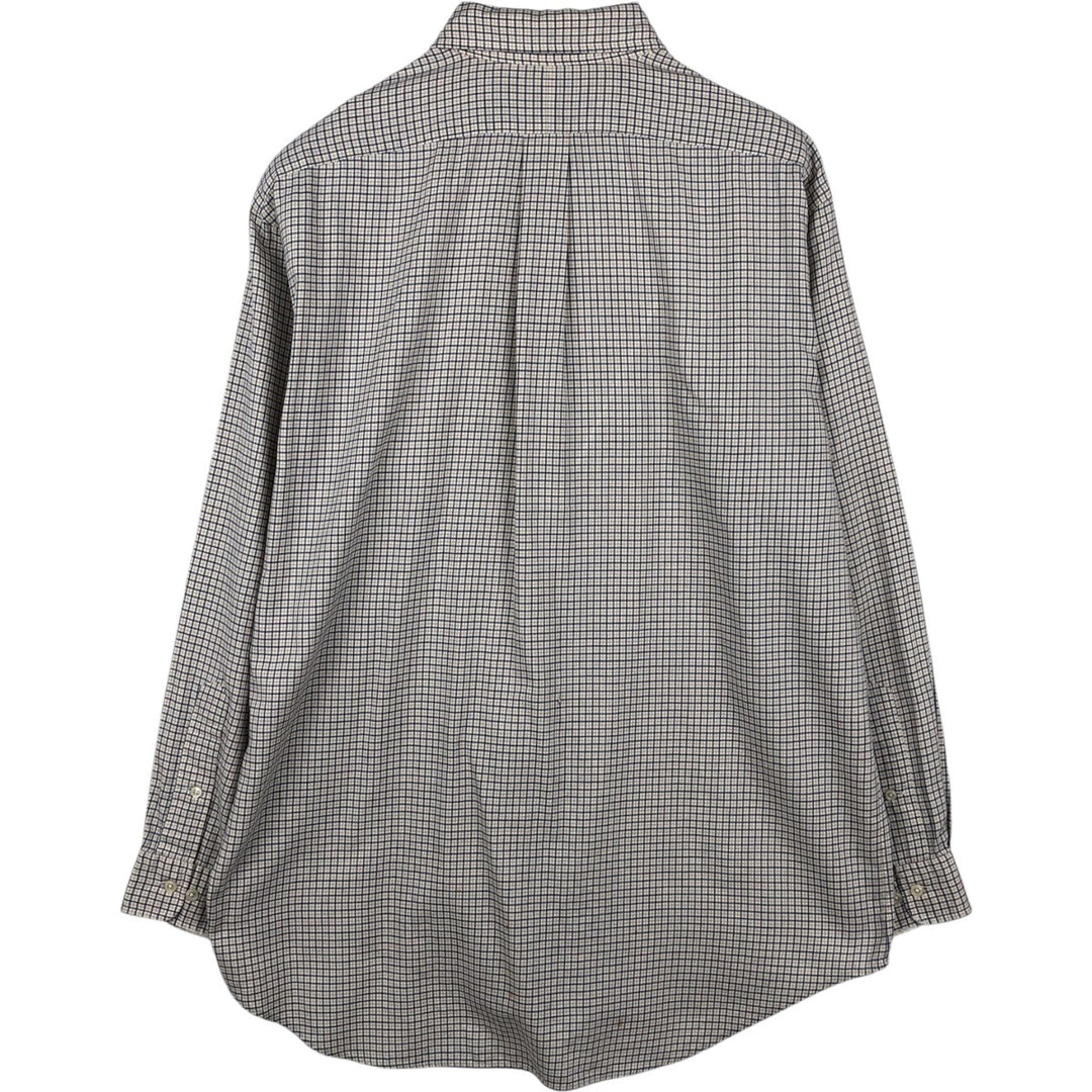 Ralph Lauren YARMOUTH Long Sleeve Button-Down Check Shirt, Men's Size L cotton white type Vintage Second Hand