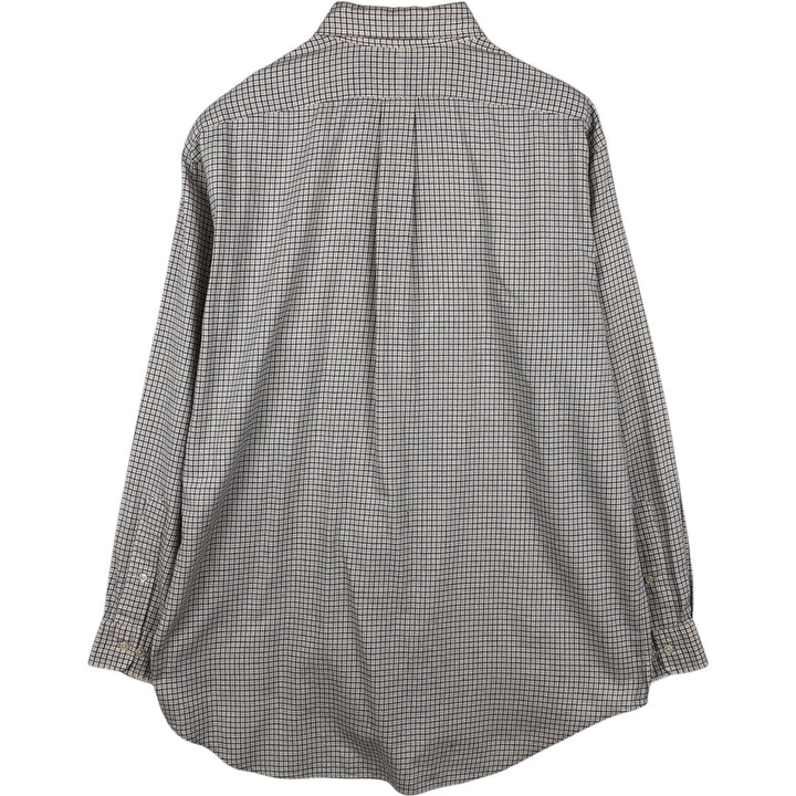 Ralph Lauren YARMOUTH Long Sleeve Button-Down Check Shirt, Men's Size L cotton white type Vintage Second Hand