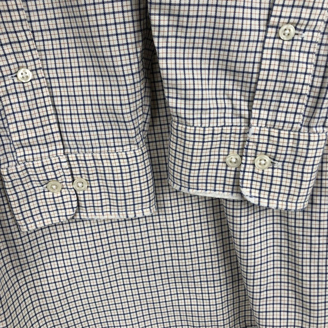 Ralph Lauren YARMOUTH Long Sleeve Button-Down Check Shirt, Men's Size L cotton white type Vintage Second Hand
