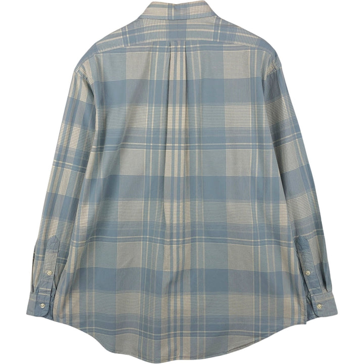 Ralph Lauren BLAKE long sleeve button down check shirt, men's XL size cotton Blue type light blue Vintage Second Hand