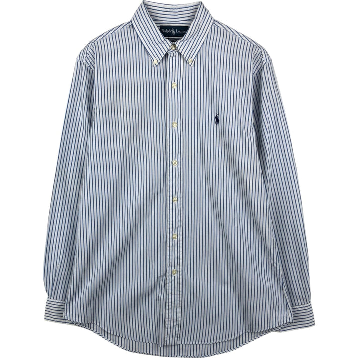 Ralph Lauren Custom Fit Multi-Stripe Long Sleeve Button-Down Striped Shirt, Men's M Size cotton white type Vintage Second Hand