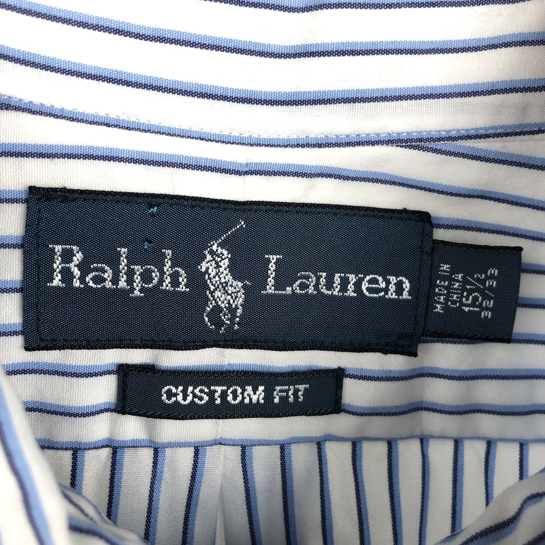 Ralph Lauren Custom Fit Multi-Stripe Long Sleeve Button-Down Striped Shirt, Men's M Size cotton white type Vintage Second Hand