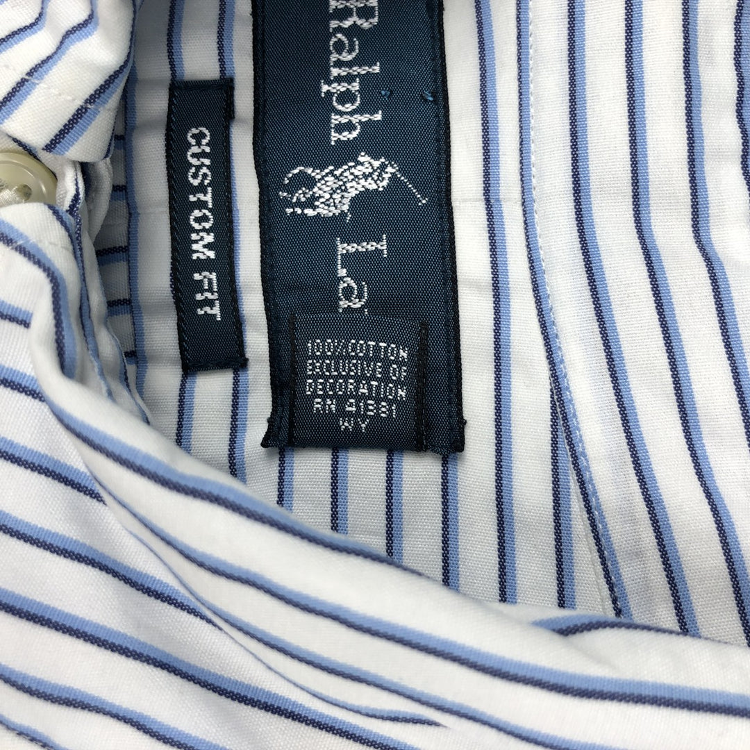 Ralph Lauren Custom Fit Multi-Stripe Long Sleeve Button-Down Striped Shirt, Men's M Size cotton white type Vintage Second Hand