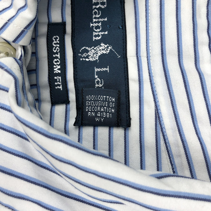 Ralph Lauren Custom Fit Multi-Stripe Long Sleeve Button-Down Striped Shirt, Men's M Size cotton white type Vintage Second Hand