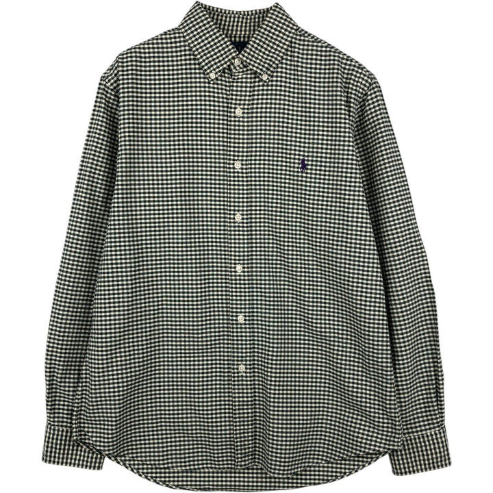 Ralph Lauren CUSTOM FIT Gingham Check Long Sleeve Button Down Check Shirt Men's M Size cotton Green type dark green Vintage Second Hand