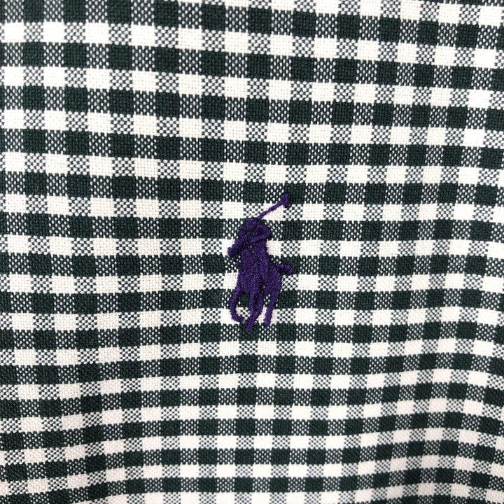Ralph Lauren CUSTOM FIT Gingham Check Long Sleeve Button Down Check Shirt Men's M Size cotton Green type dark green Vintage Second Hand
