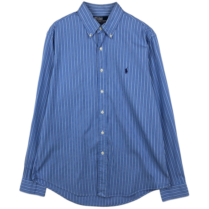 Ralph Lauren POLO by Ralph Lauren CUSTOM FIT DRESS SHIRTS Multi-stripe Long-sleeve Button-down Striped Shirt cotton blue type Vintage Second Hand