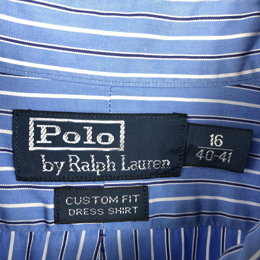 Ralph Lauren POLO by Ralph Lauren CUSTOM FIT DRESS SHIRTS Multi-stripe Long-sleeve Button-down Striped Shirt cotton blue type Vintage Second Hand