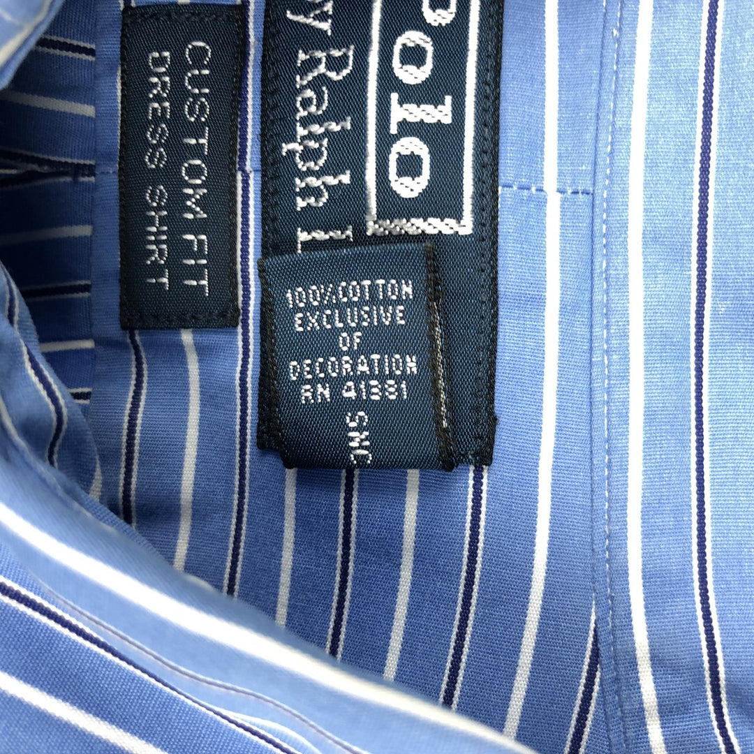 Ralph Lauren POLO by Ralph Lauren CUSTOM FIT DRESS SHIRTS Multi-stripe Long-sleeve Button-down Striped Shirt cotton blue type Vintage Second Hand
