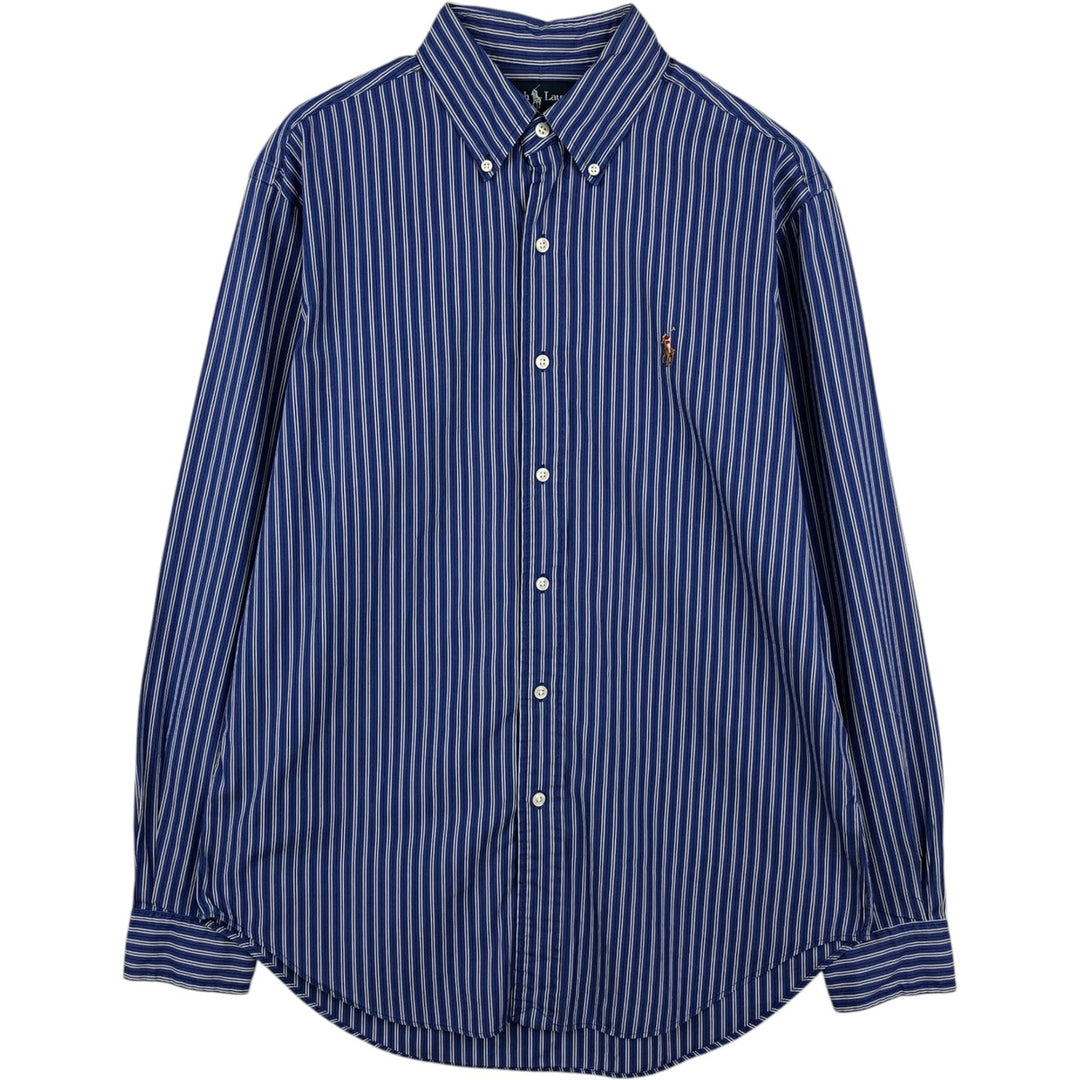 Ralph Lauren CLASSIC FIT Multi-Stripe Long-Sleeve Button-Down Striped Shirt, Men's Size M (approx.) cotton navy blue type Vintage Second Hand