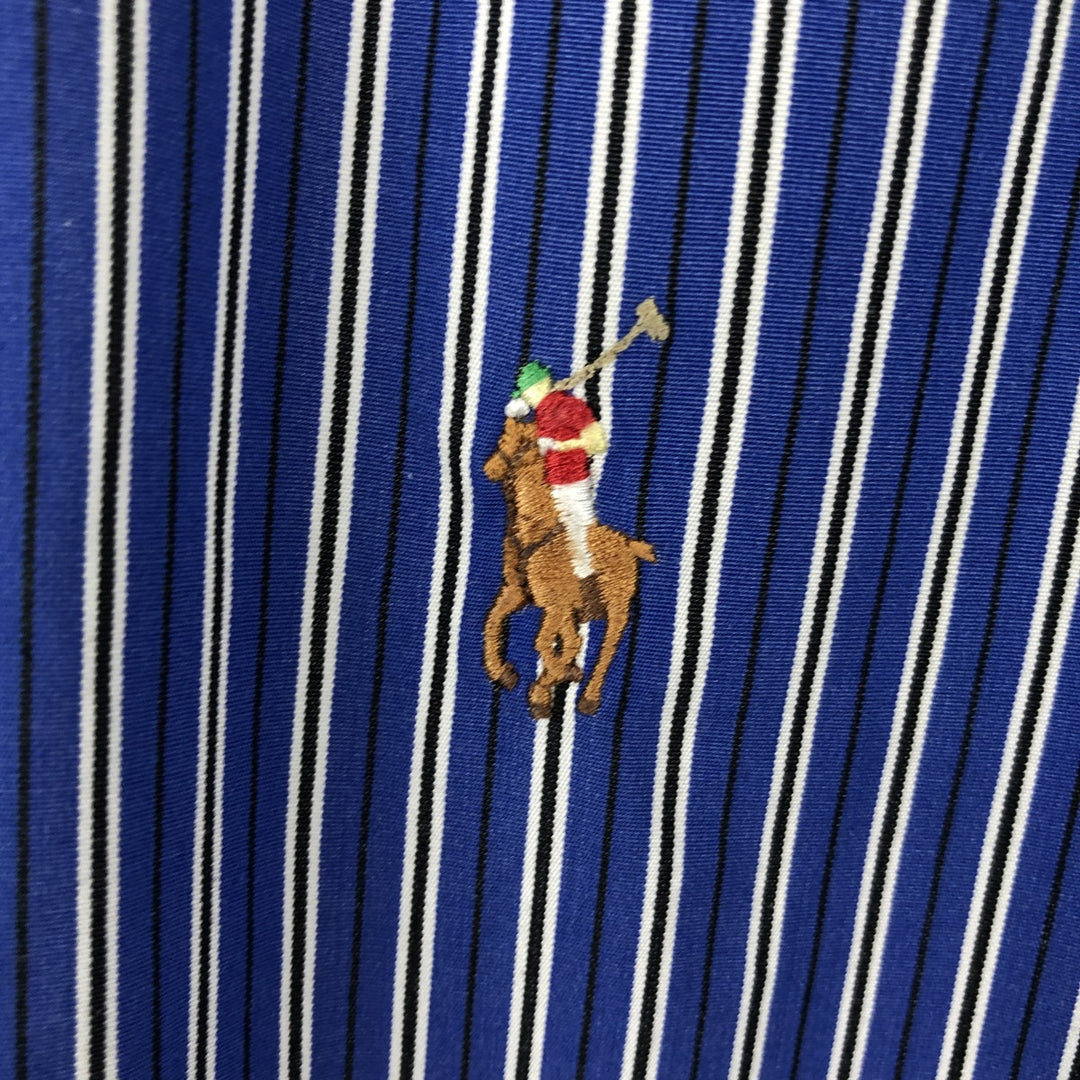 Ralph Lauren CLASSIC FIT Multi-Stripe Long-Sleeve Button-Down Striped Shirt, Men's Size M (approx.) cotton navy blue type Vintage Second Hand