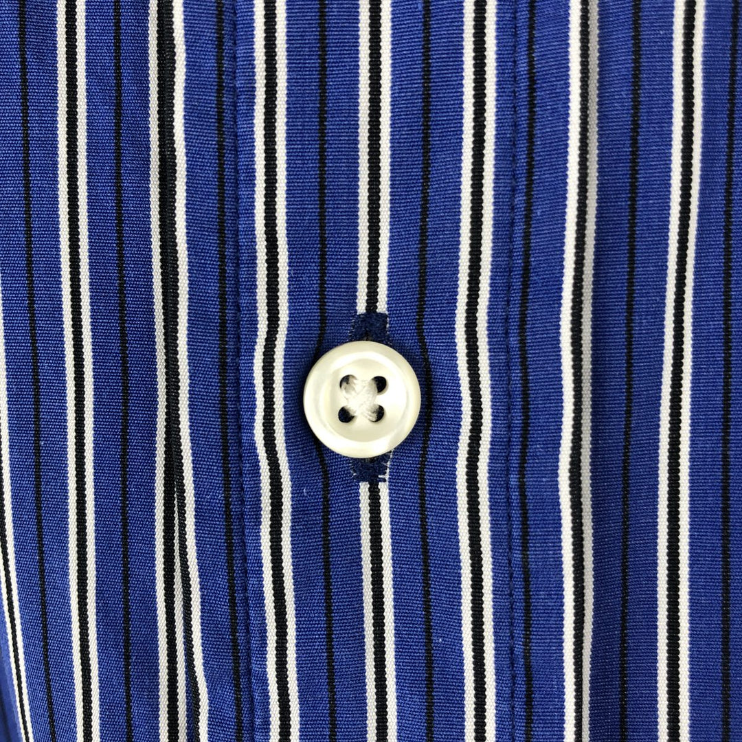 Ralph Lauren CLASSIC FIT Multi-Stripe Long-Sleeve Button-Down Striped Shirt, Men's Size M (approx.) cotton navy blue type Vintage Second Hand