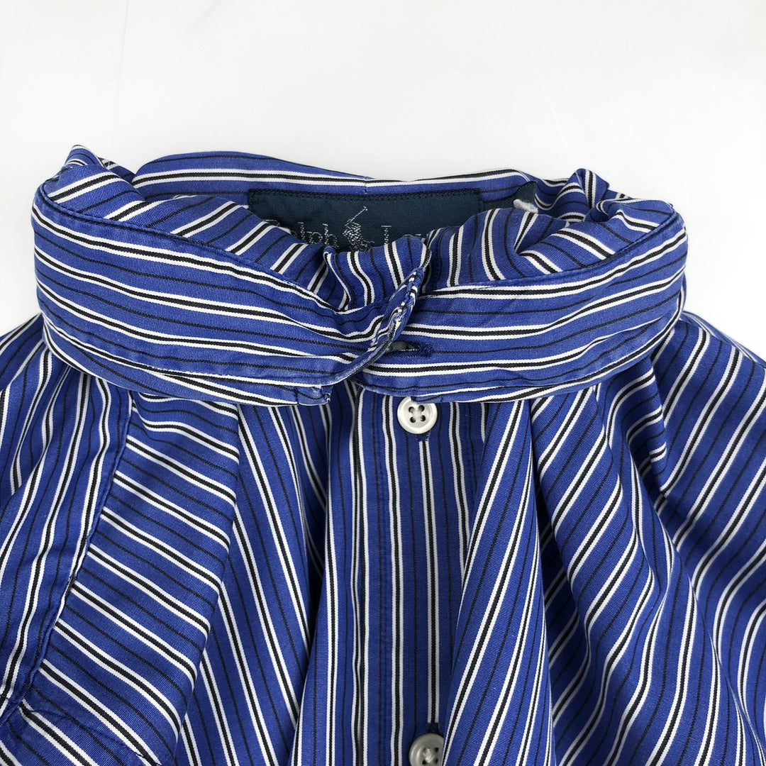 Ralph Lauren CLASSIC FIT Multi-Stripe Long-Sleeve Button-Down Striped Shirt, Men's Size M (approx.) cotton navy blue type Vintage Second Hand