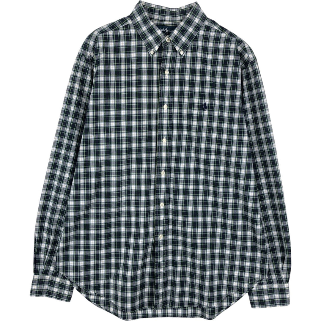 Ralph Lauren Classic Fit Long Sleeve Button Down Check Shirt, Men's Size L cotton navy blue type Vintage Second Hand