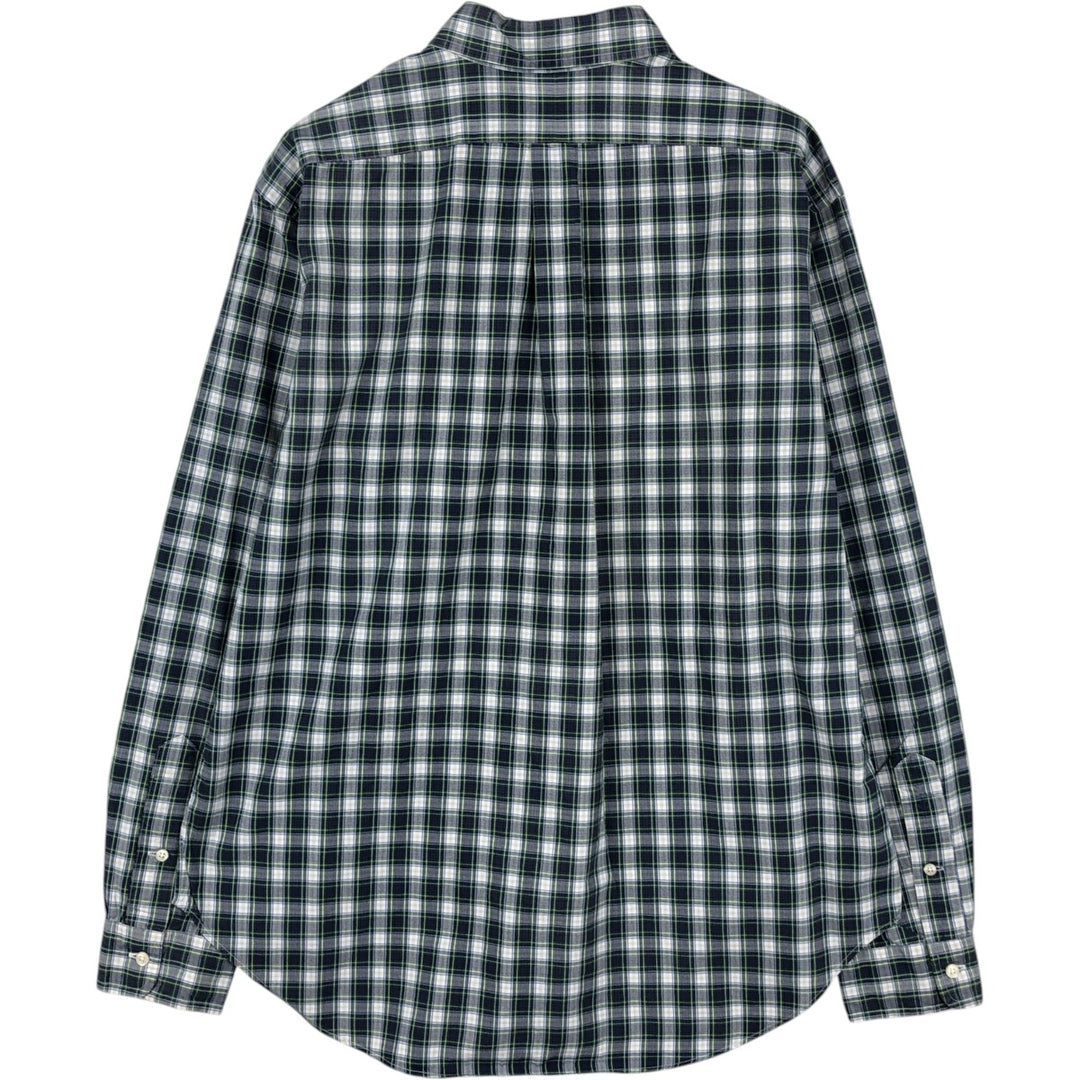 Ralph Lauren Classic Fit Long Sleeve Button Down Check Shirt, Men's Size L cotton navy blue type Vintage Second Hand